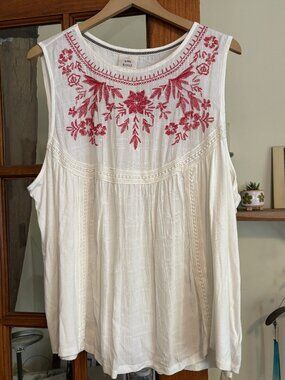 Knox Rose / Size XXL / Ivory with Red Embroidery